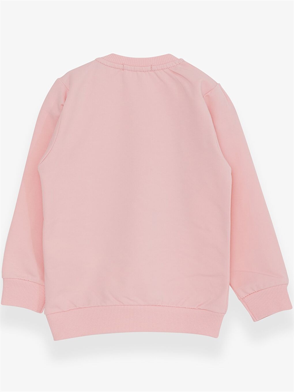 Gri Bisiklet Yaka Uzun Kollu Baskılı Kız Bebek Sweatshirt-1