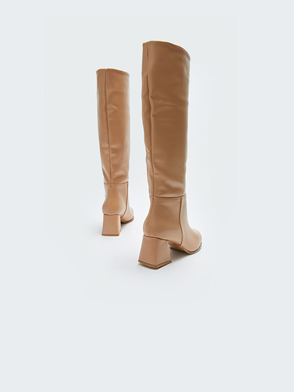 Kahverengi Deri Görünümlü Kadın Topuklu Çizme-4