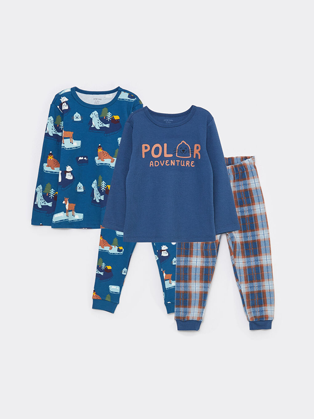 LCW baby Crew Neck Long Sleeve Printed Baby Boy Pajamas Set of 2 -W2JL38Z1-LQN