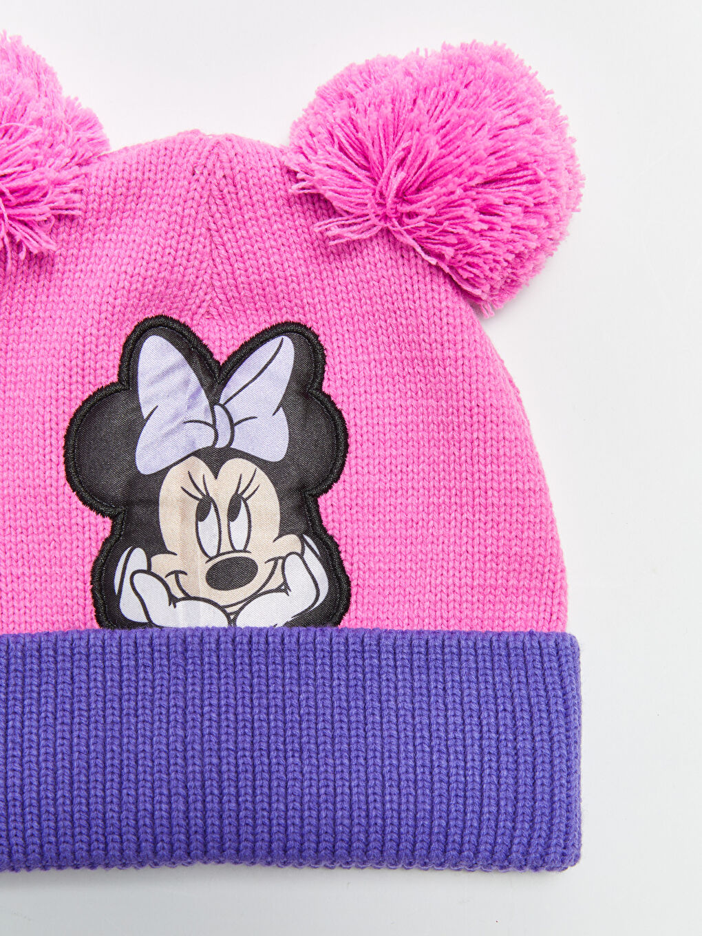 Minnie Mouse Embroidered Girl Pompom Beanie-2
