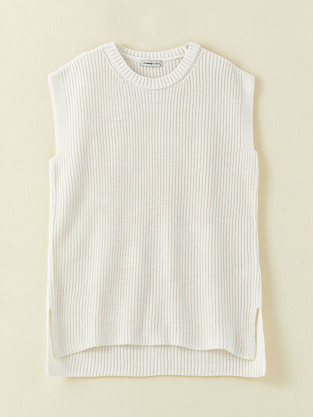 Crew Neck Plain Oversize Women's Knitwear Sweater-5