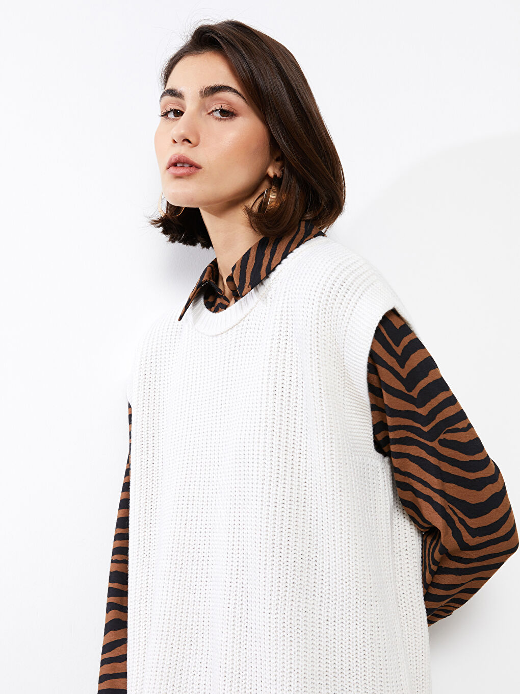 Crew Neck Plain Oversize Women's Knitwear Sweater