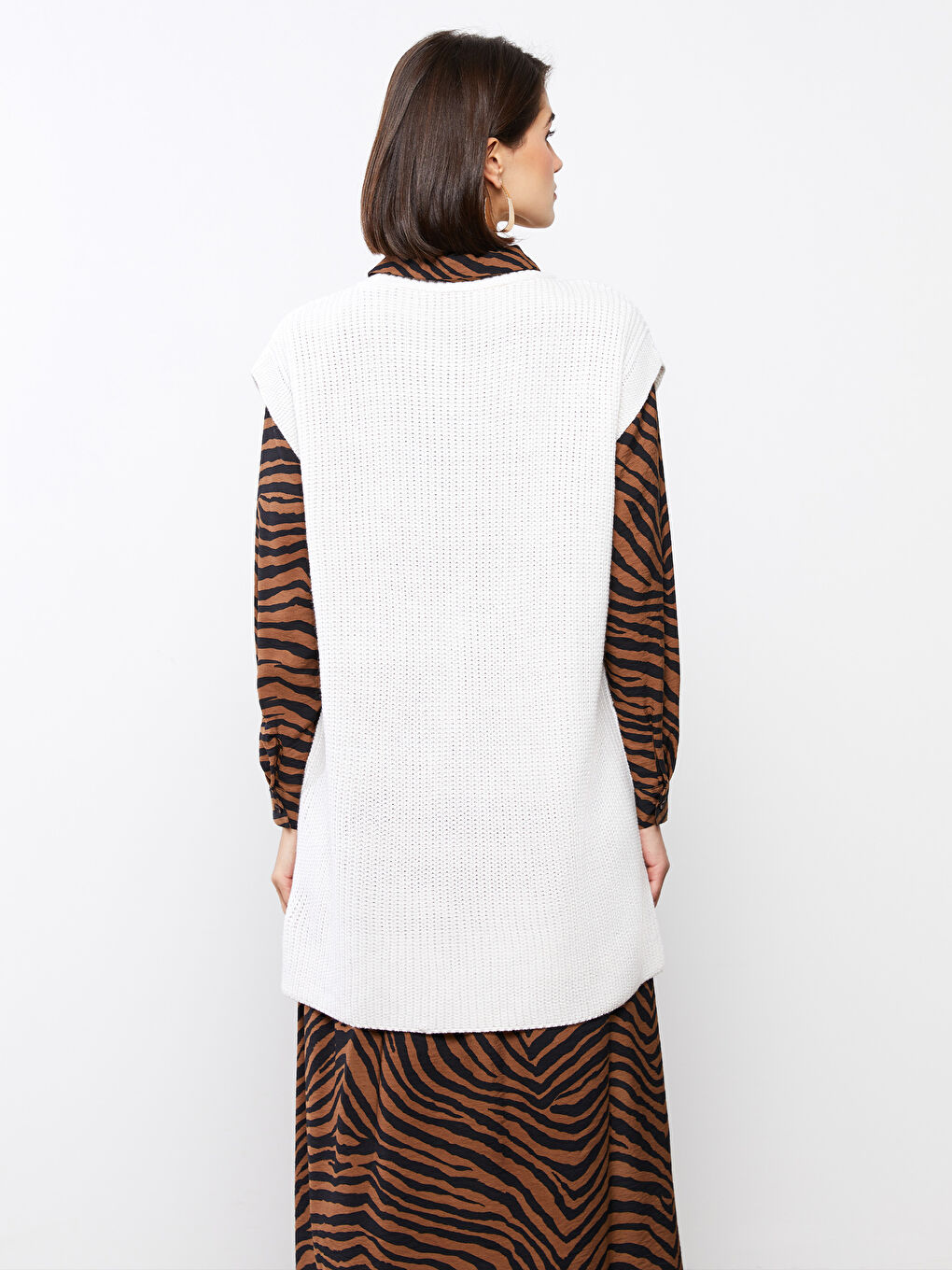 Crew Neck Plain Oversize Women's Knitwear Sweater-4