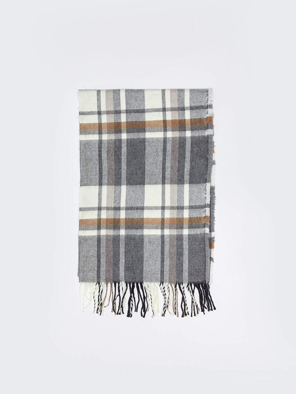 Bej Ekose Desenli Erkek Atkı-3