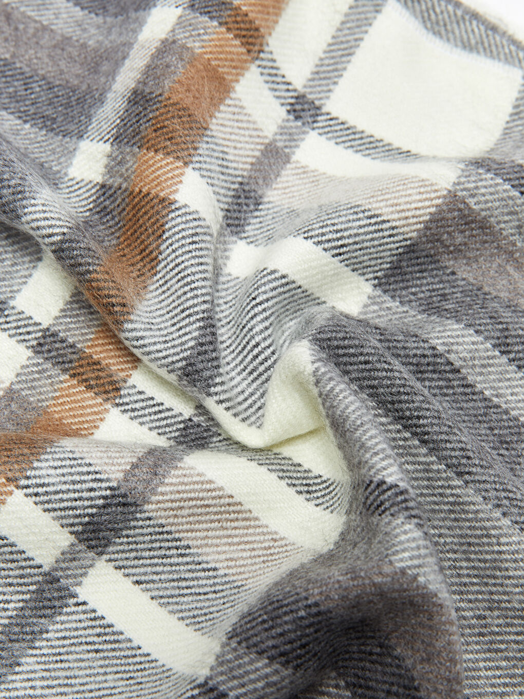 Bej Ekose Desenli Erkek Atkı-4