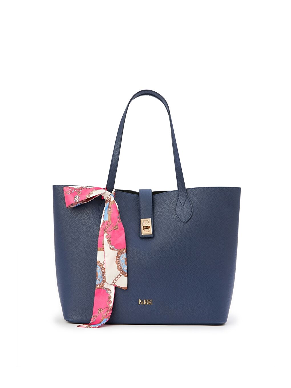 Mavi Deri Görünümlü Kadın Kol Çantası