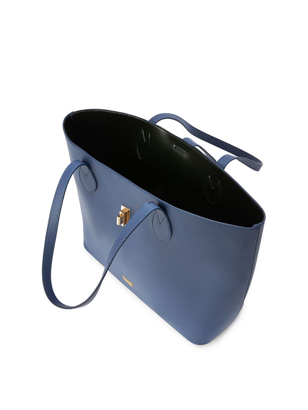 Mavi Deri Görünümlü Kadın Kol Çantası-3