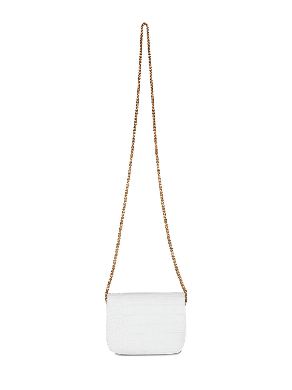 Beyaz Deri Görünümlü Kroko Desenli Kadın Çapraz Çanta-3
