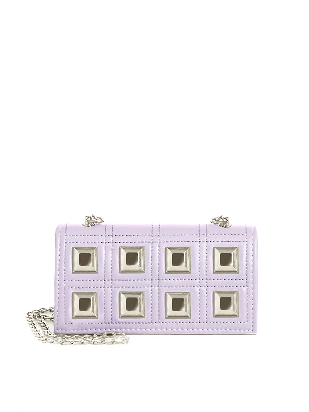 Lila Deri Görünümlü Metal Aplike Detaylı Kadın Çapraz Çanta
