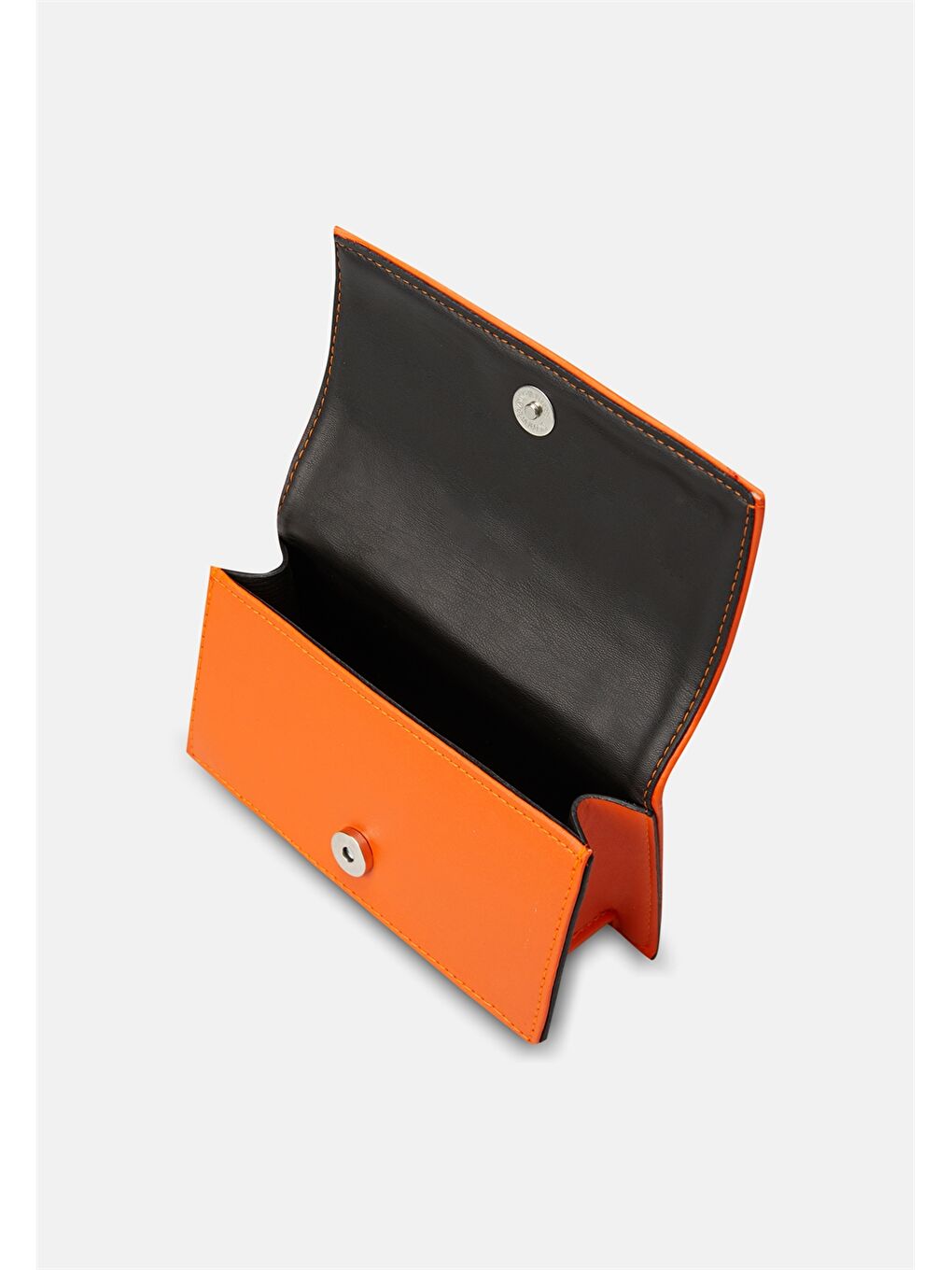 Turuncu Deri Görünümlü Metal Aplike Detaylı Kadın Çapraz Çanta-1