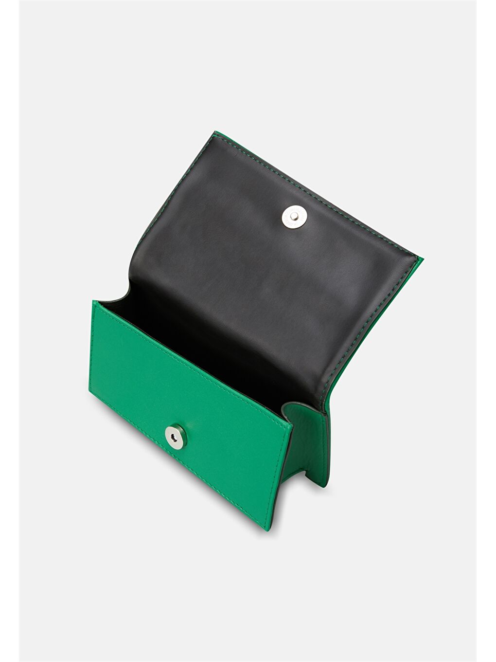 Yeşil Deri Görünümlü Metal Aplike Detaylı Kadın Çapraz Çanta-1