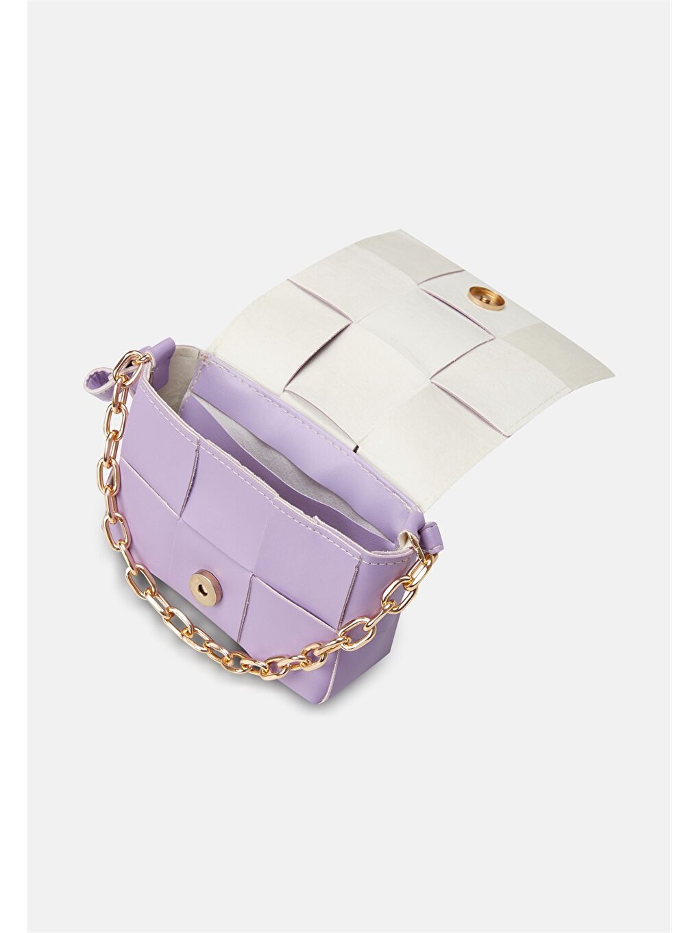 Lila Deri Görünümlü Zincir Detaylı Kadın Çapraz Çanta-1