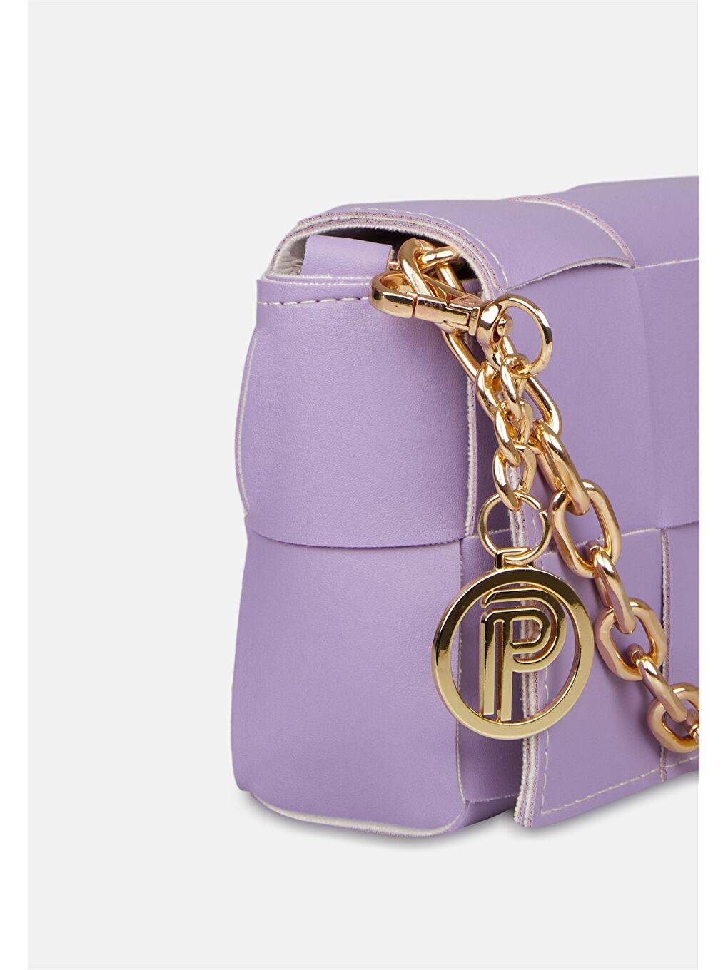 Lila Deri Görünümlü Zincir Detaylı Kadın Çapraz Çanta-2