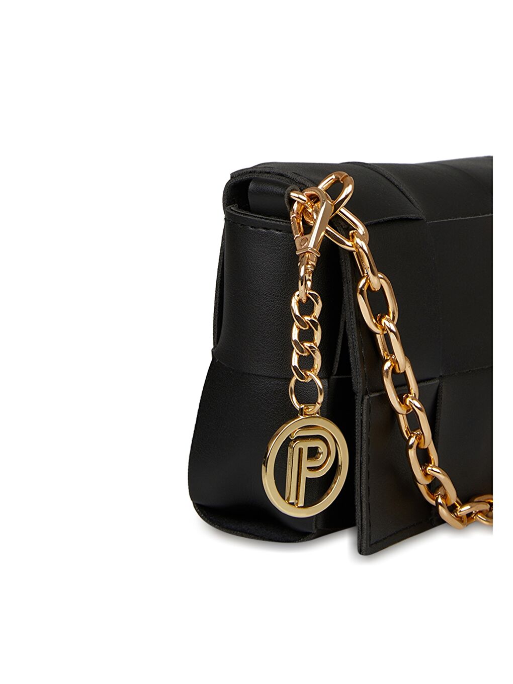 Siyah Deri Görünümlü Zincir Detaylı Kadın Çapraz Çanta-2
