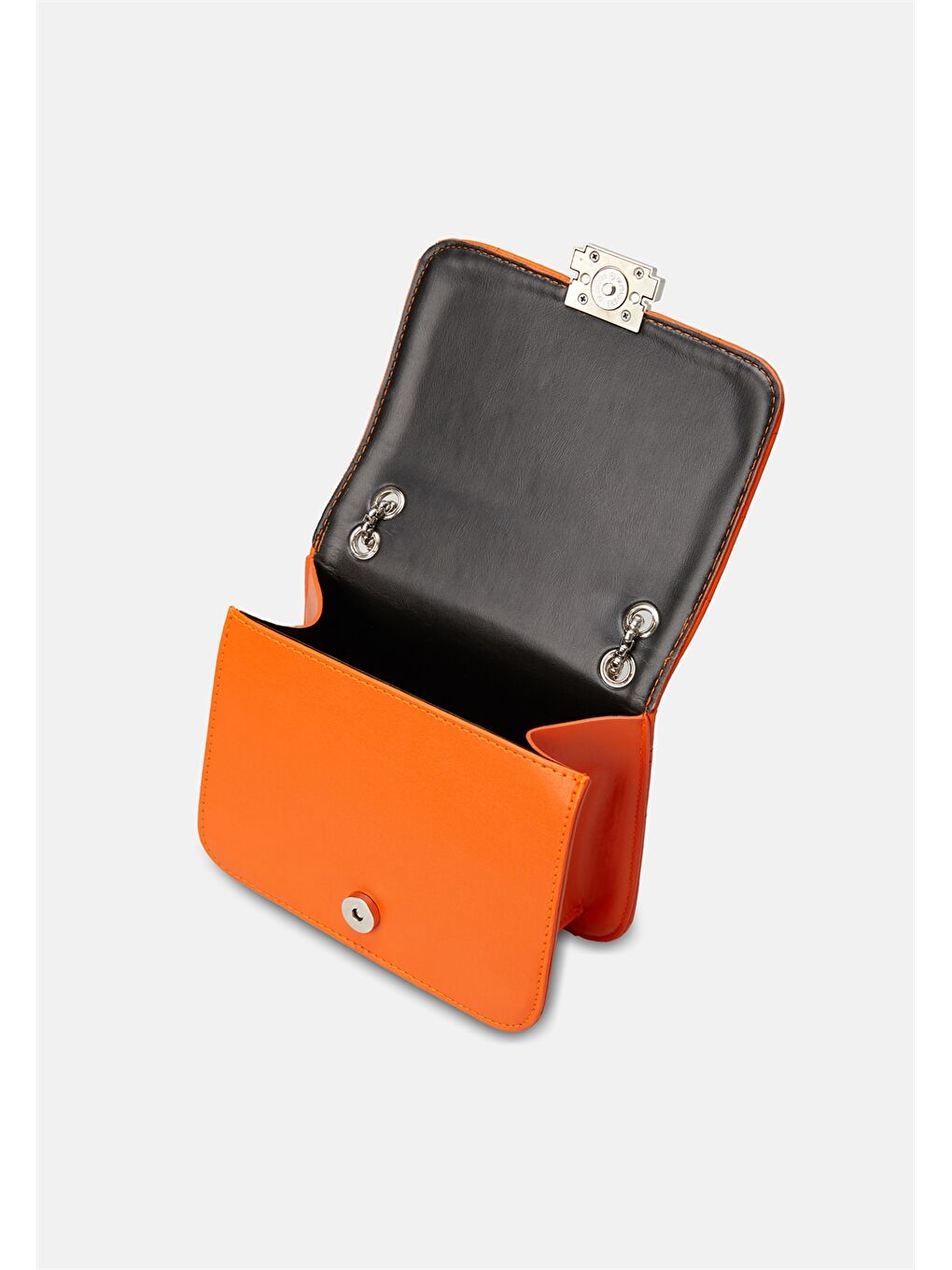 Turuncu Deri Görünümlü Kadın Çapraz Çanta-1