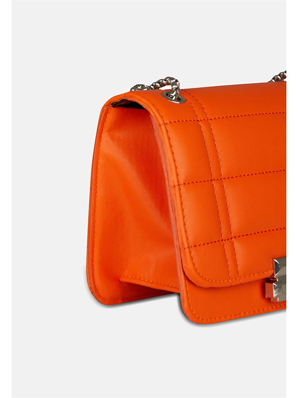 Turuncu Deri Görünümlü Kadın Çapraz Çanta-2