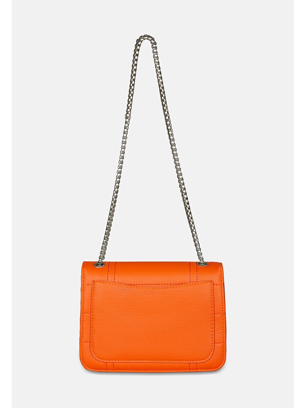 Turuncu Deri Görünümlü Kadın Çapraz Çanta-3