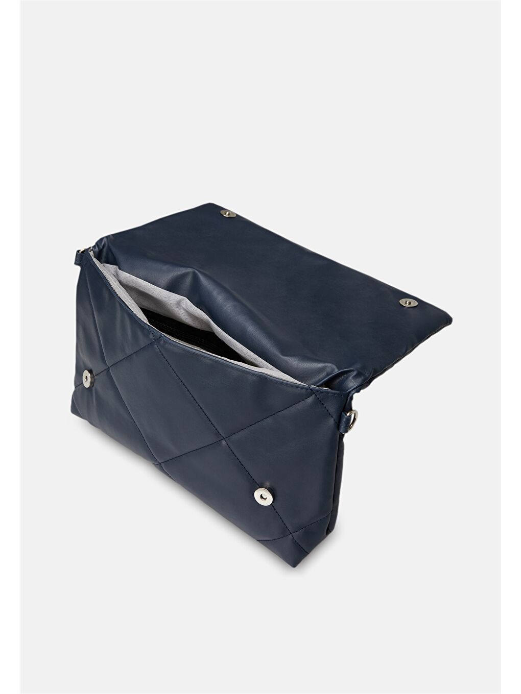 Mavi Deri Görünümlü Zincir Detaylı Kadın Omuz Çantası-1