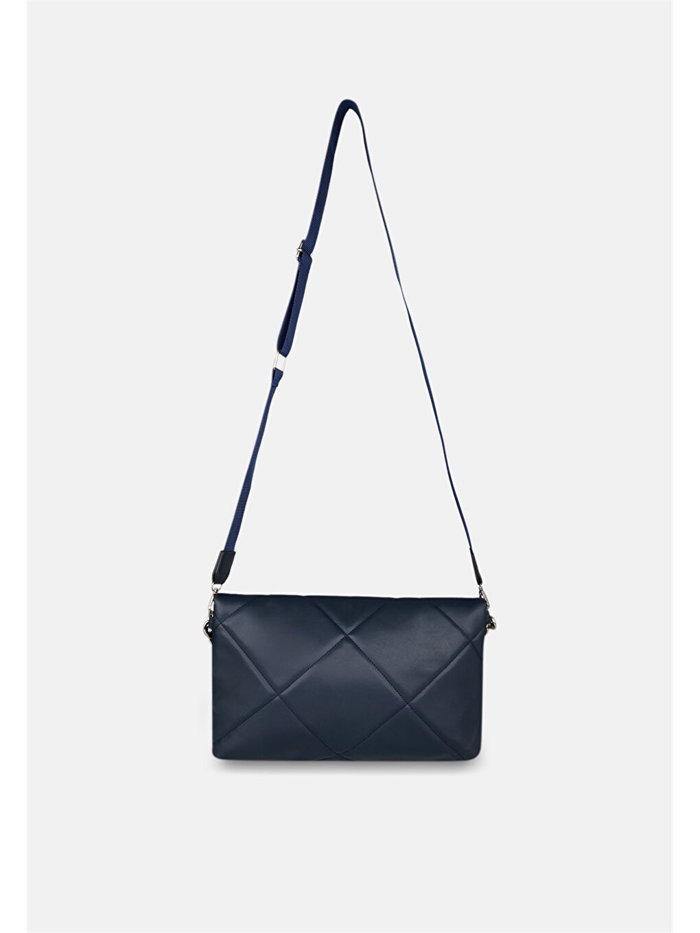 Mavi Deri Görünümlü Zincir Detaylı Kadın Omuz Çantası-3