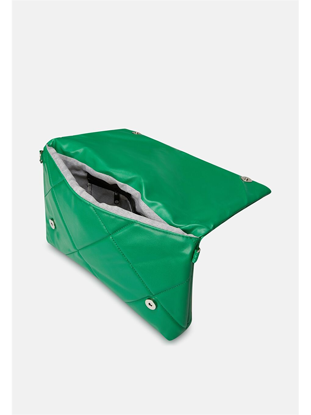 Yeşil Deri Görünümlü Zincir Detaylı Kadın Çapraz Çanta-1