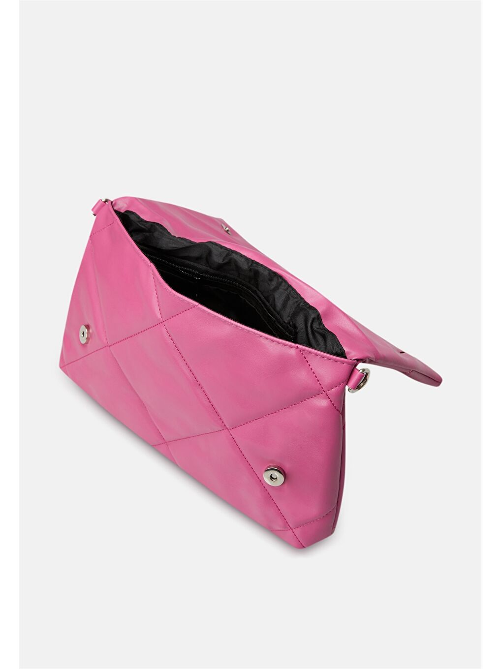 Pembe Deri Görünümlü Zincir Detaylı Kadın Çapraz Çanta-1