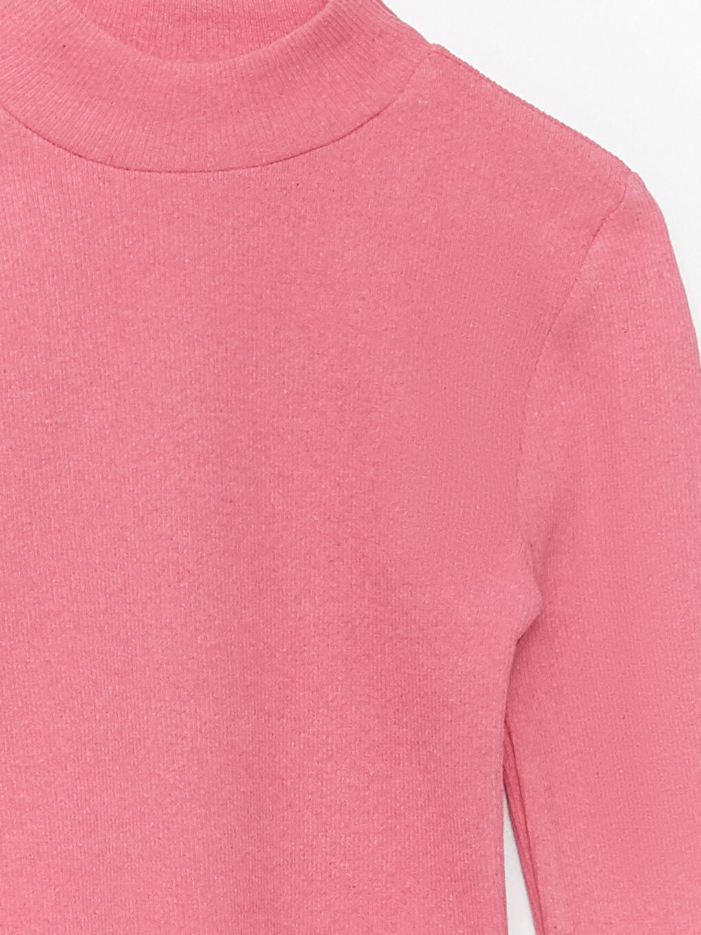 Pembe Dik Yaka Düz Uzun Kollu Kadın Bluz-6