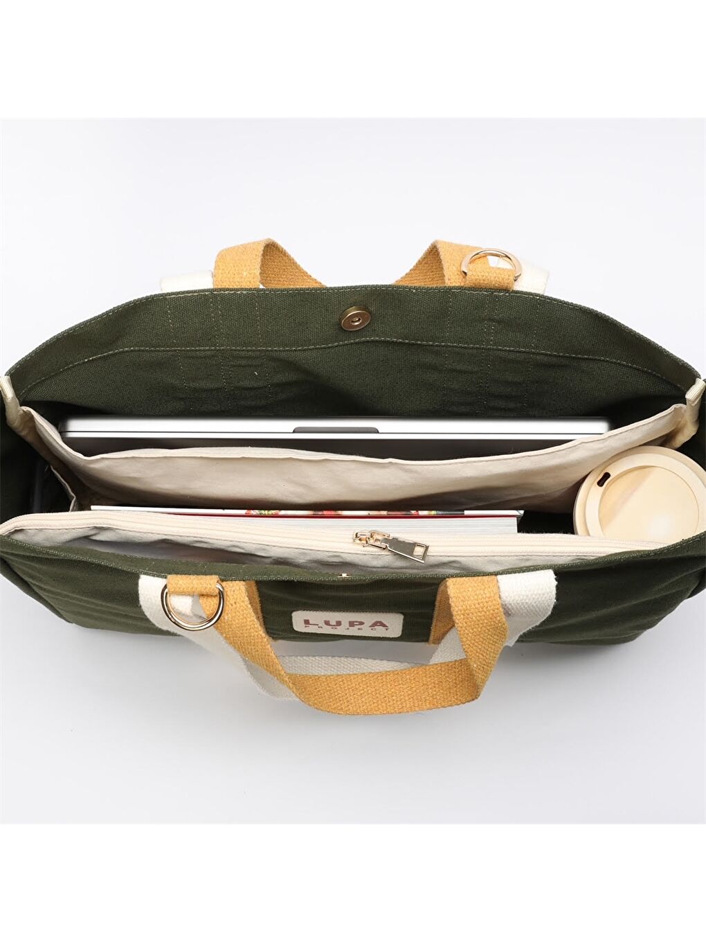 Yeşil Etiket Baskılı Kadın Tote Çanta-1