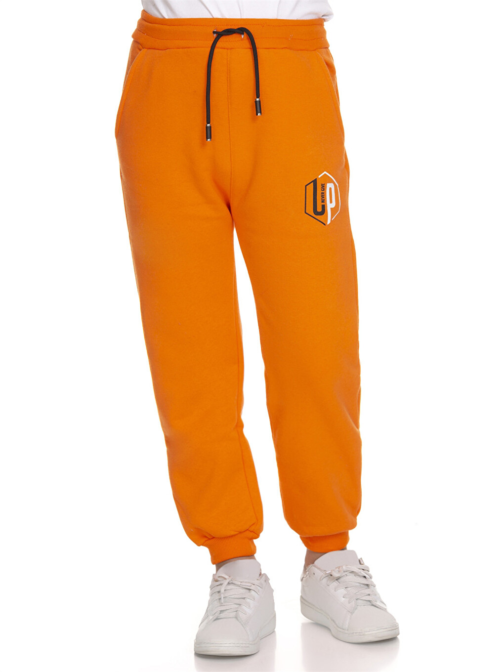 Turuncu Beli Lastikli Baskılı Erkek Çocuk Jogger Eşofman Altı
