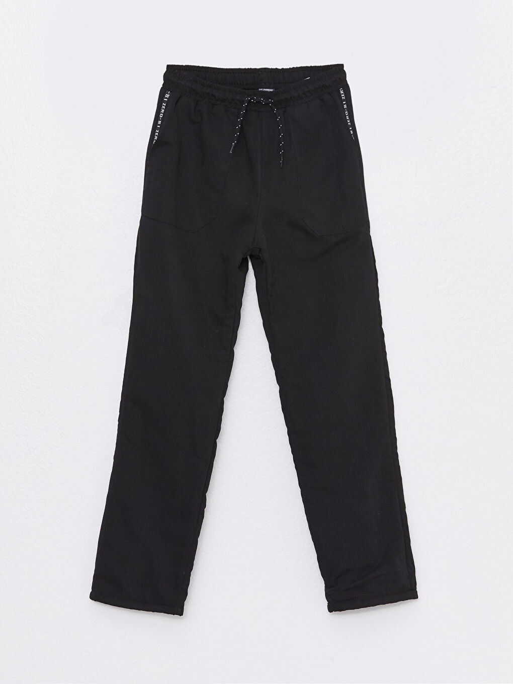 Siyah Beli Lastikli Baskılı Polar Astarlı Erkek Çocuk Pantolon