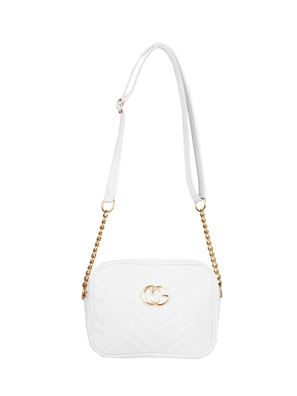 Beyaz Deri Görünümlü Kadın Omuz Çantası