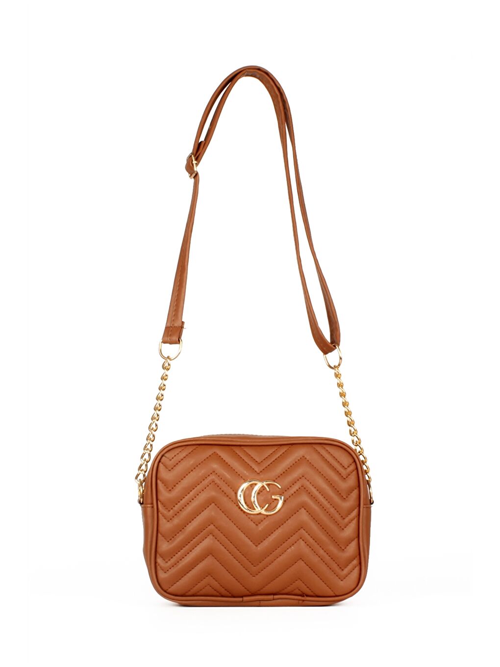 Ekru Deri Görünümlü Kadın Omuz Çantası-1