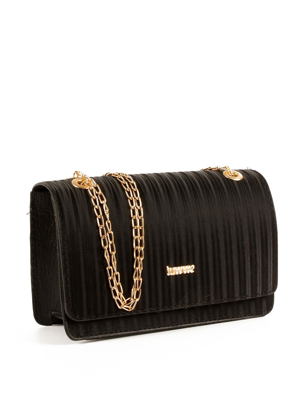 Siyah Deri Görünümlü Zincir Askılı Kadın Omuz Çantası