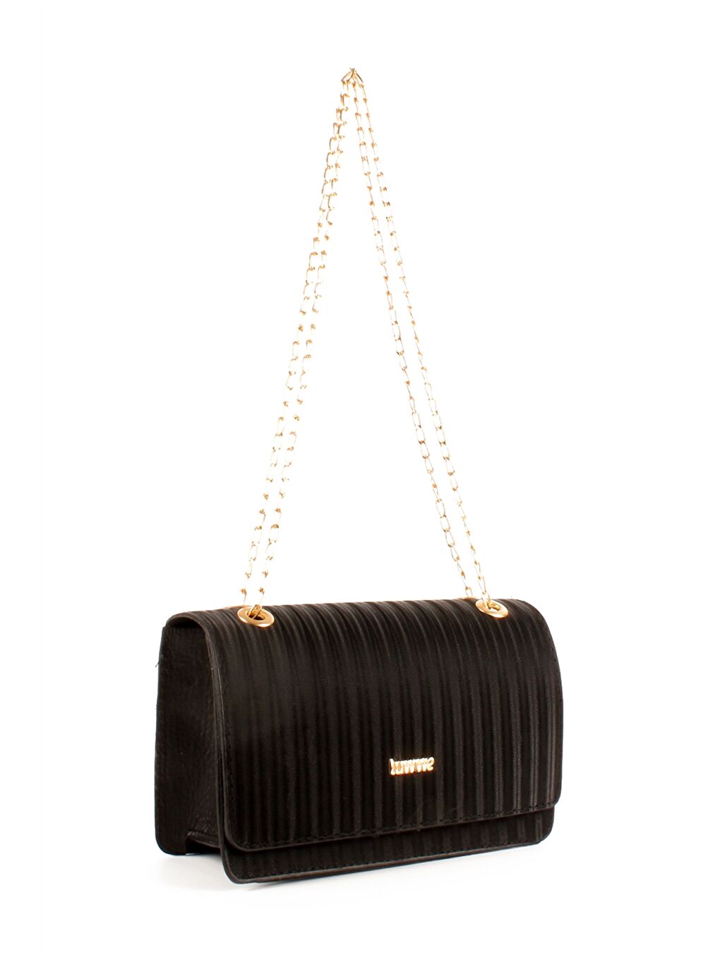 Siyah Deri Görünümlü Zincir Askılı Kadın Omuz Çantası-2