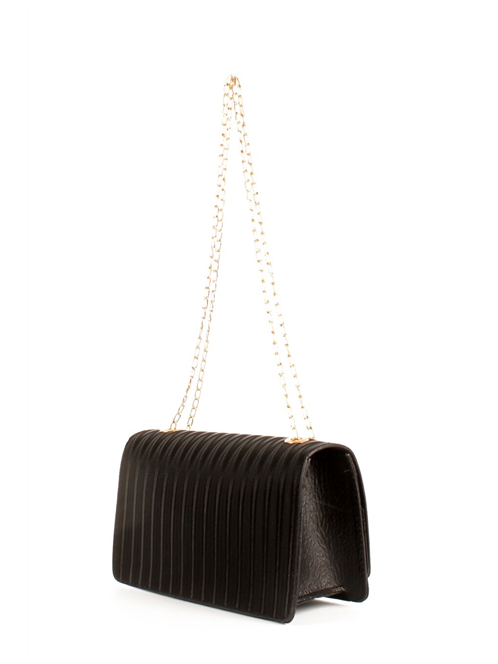 Siyah Deri Görünümlü Zincir Askılı Kadın Omuz Çantası-3