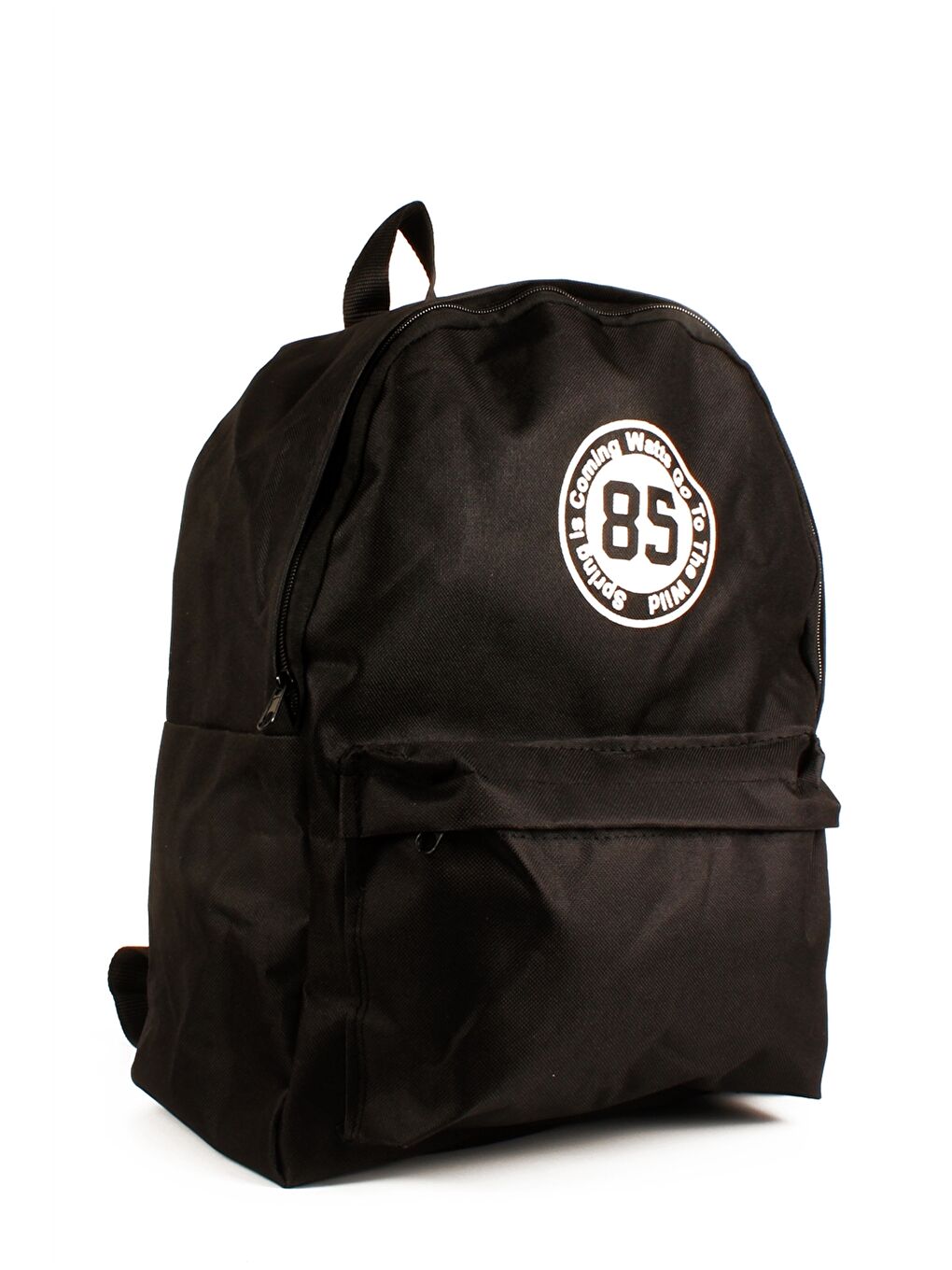 Siyah Slogan Baskılı Unisex Sırt Çantası