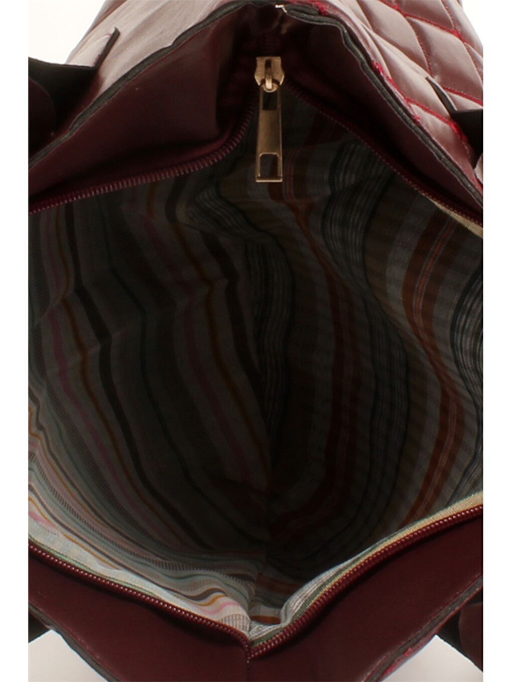 Bordo Deri Görünümlü Kapitoneli Kadın Tote Çanta-2