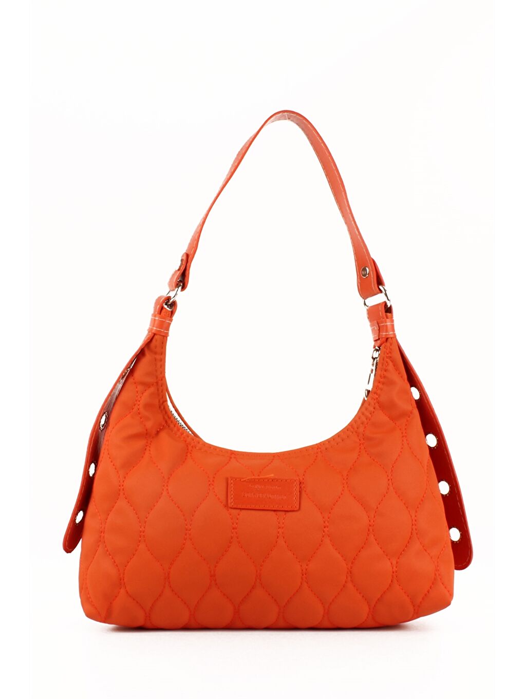 Turuncu Etiket Baskılı Kadın Omuz Çantası-1