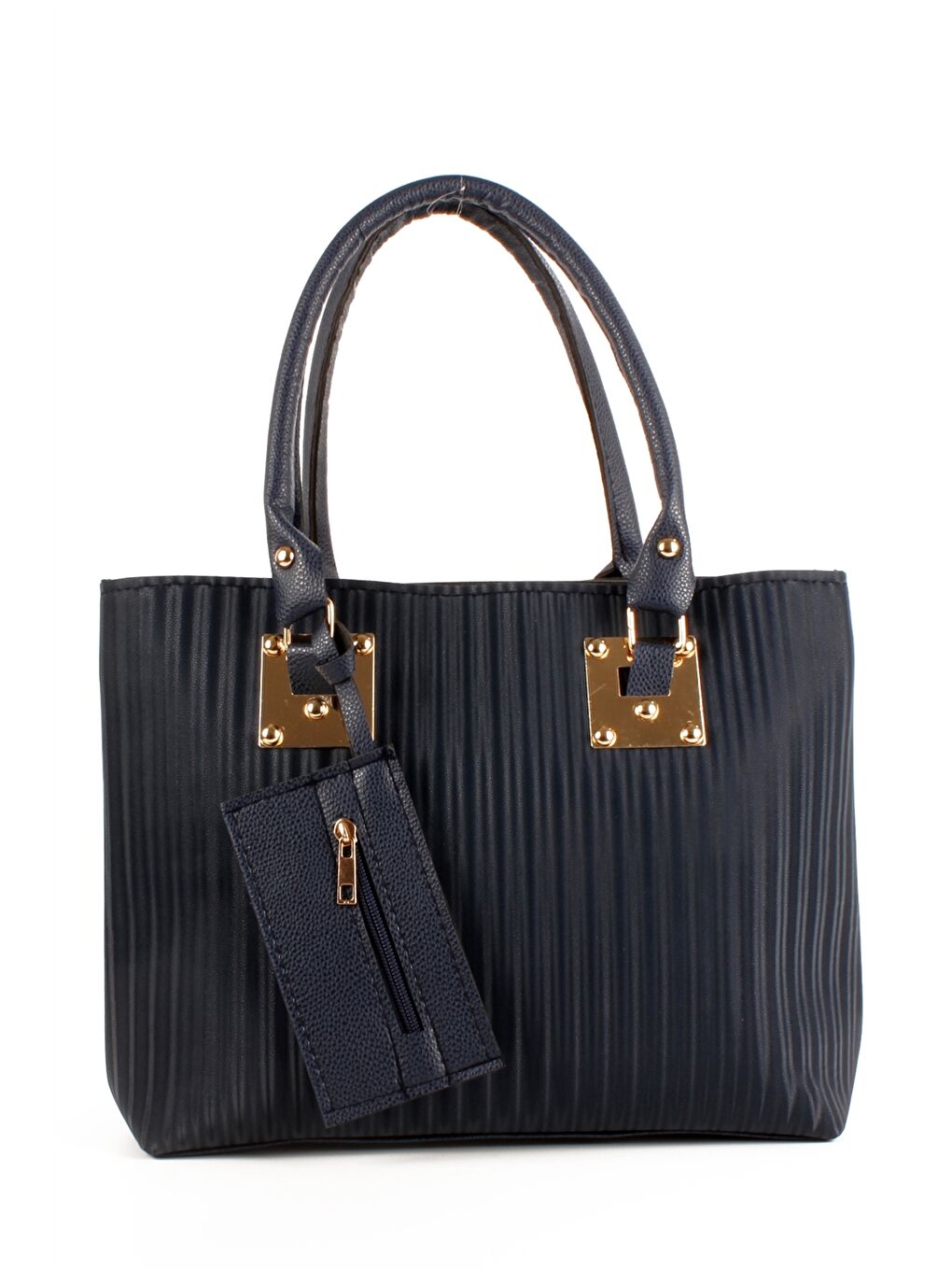 Mavi Deri Görünümlü Kadın Tote Çanta