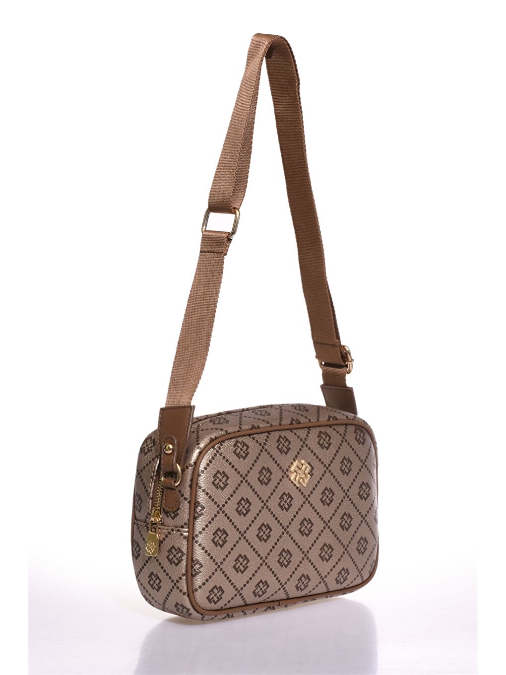 Sarı Deri Görünümlü Baskılı Kadın Omuz Çantası-1