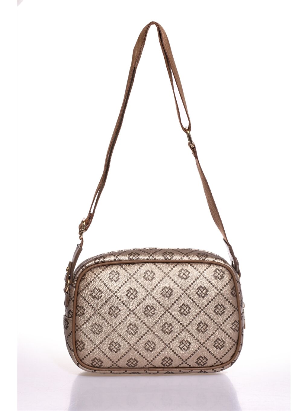 Sarı Deri Görünümlü Baskılı Kadın Omuz Çantası-2