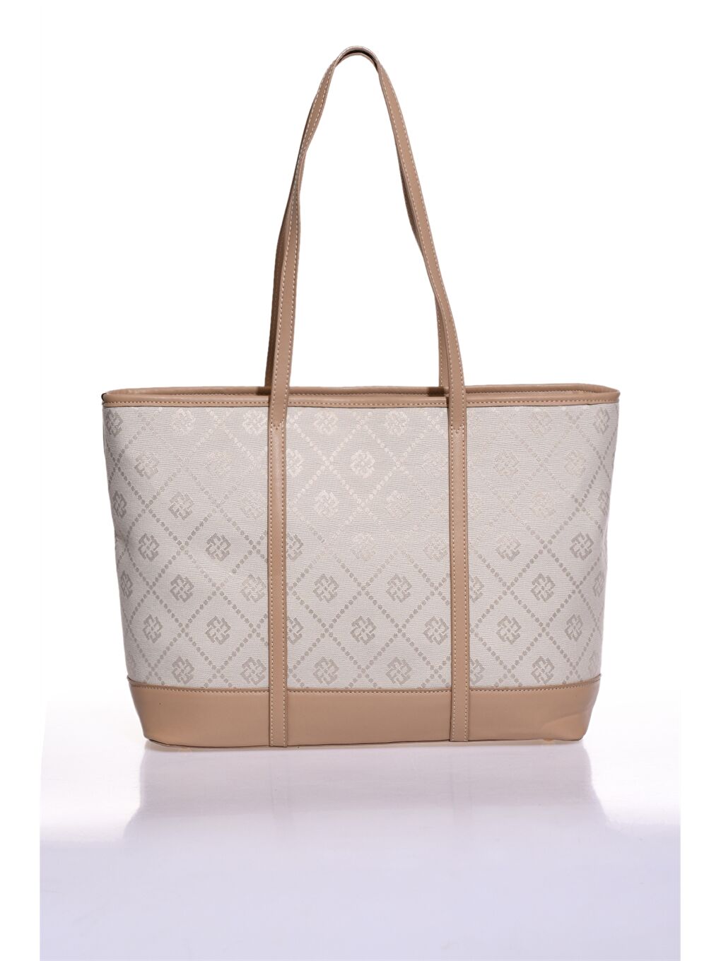 Bej Deri Görünümlü Baskılı Kadın Tote Çanta-2