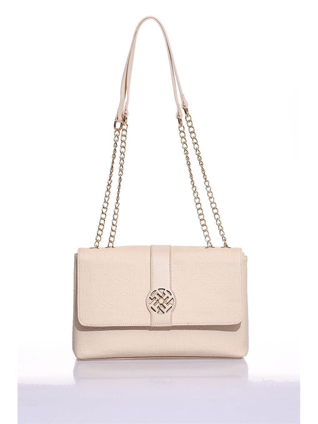 Bej Monogram Baskılı Kadın Çapraz Çanta