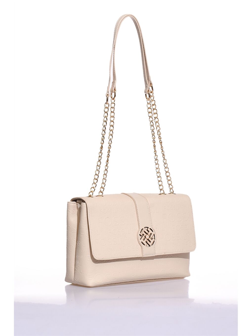 Bej Monogram Baskılı Kadın Çapraz Çanta-1