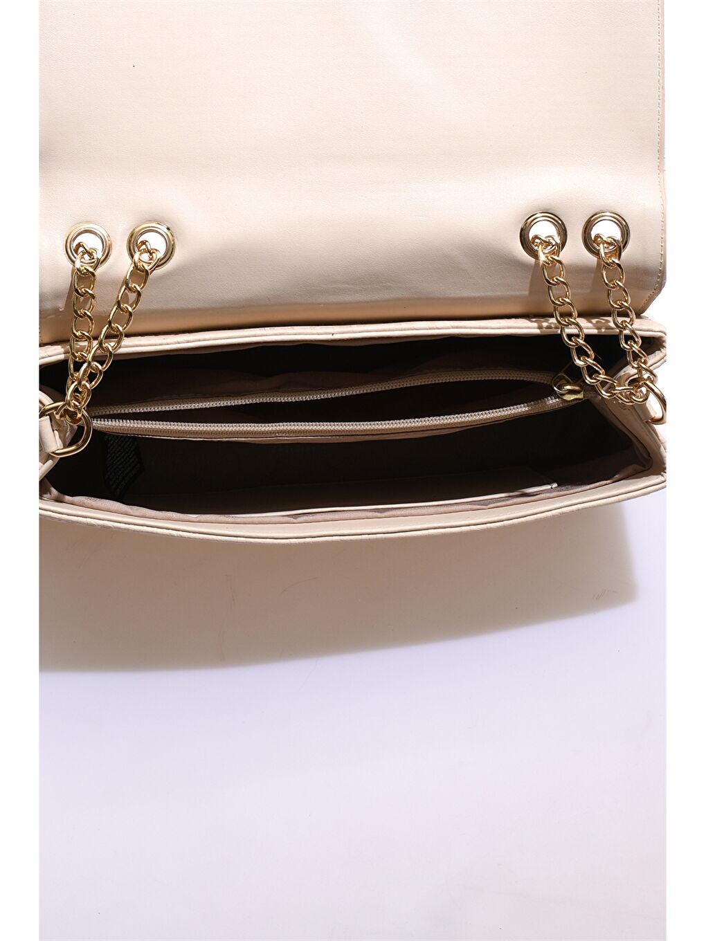 Bej Monogram Baskılı Kadın Çapraz Çanta-3