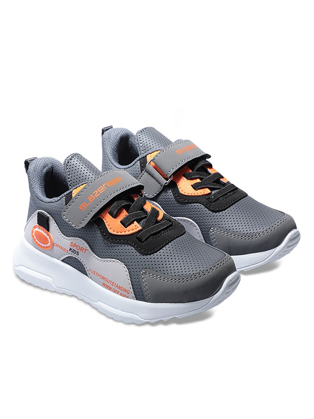 Turuncu Baskılı Bağcık ve Cırt Cırtlı Kız Çocuk Aktif Spor Ayakkabı-1