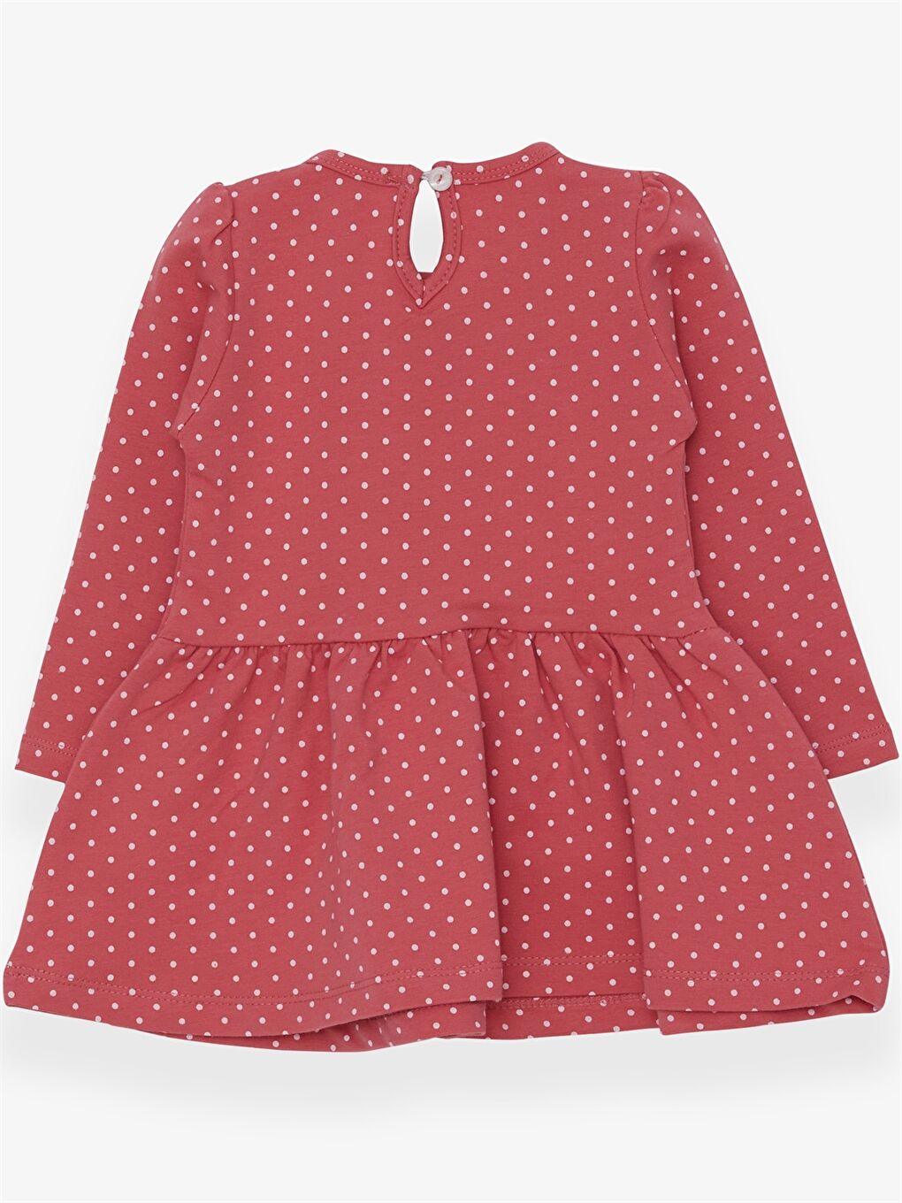 Turuncu Bisiklet Yaka Uzun Kollu Kız Bebek Elbise-1