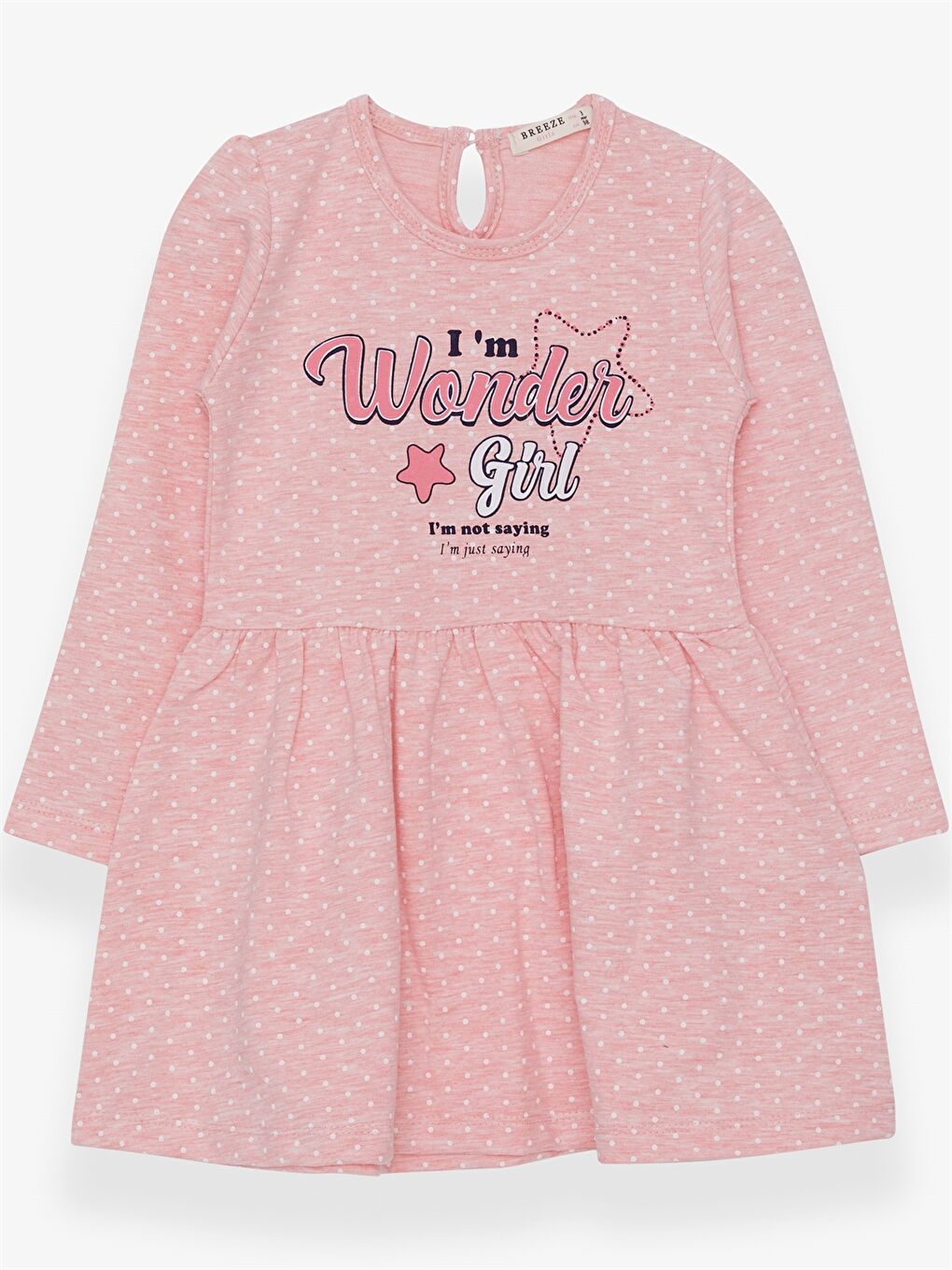 Pembe Bisiklet Yaka Uzun Kollu Kız Bebek Elbise