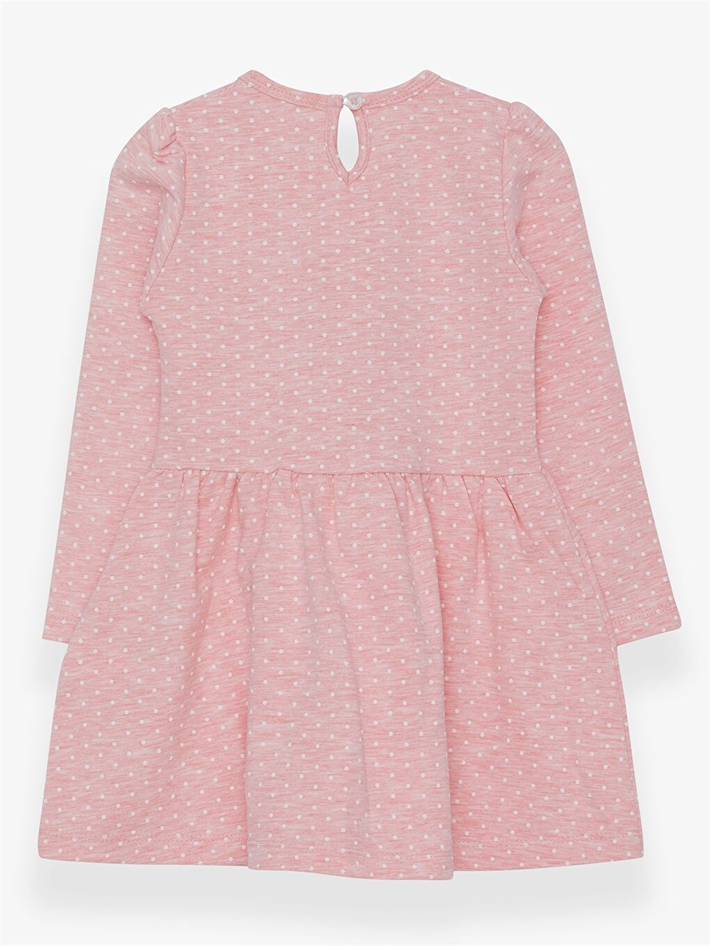Pembe Bisiklet Yaka Uzun Kollu Kız Bebek Elbise-1