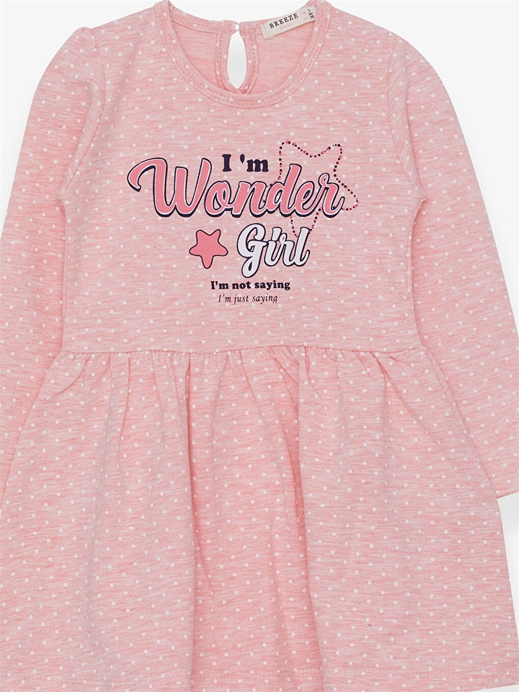 Pembe Bisiklet Yaka Uzun Kollu Kız Bebek Elbise-2