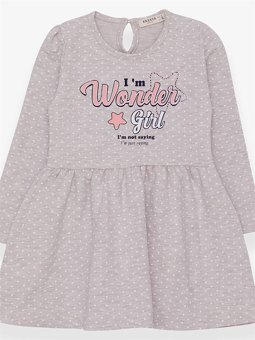 Bej Bisiklet Yaka Uzun Kollu Kız Bebek Elbise-2